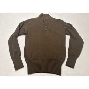 Genuine USGI Military 100% Wool Army Jeep Sweater OD Brown 5 Button-Small 34-36